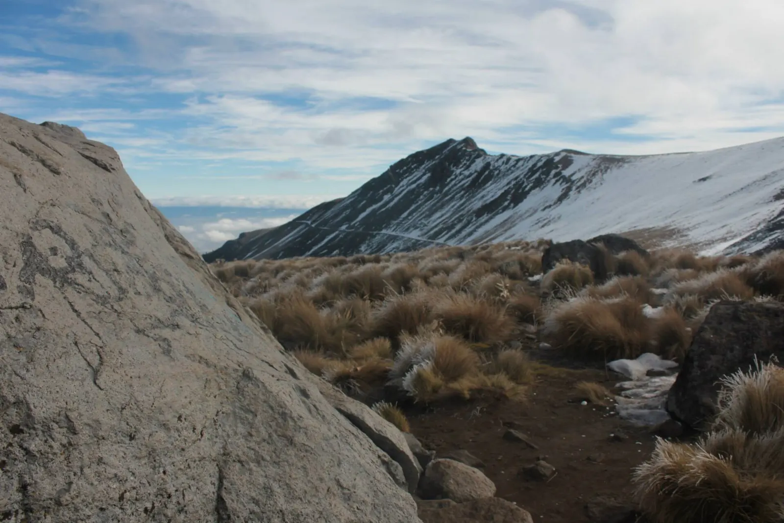Rocky summit of Pico del Fraile above the crater, Nevado de Toluca, State of Mexico