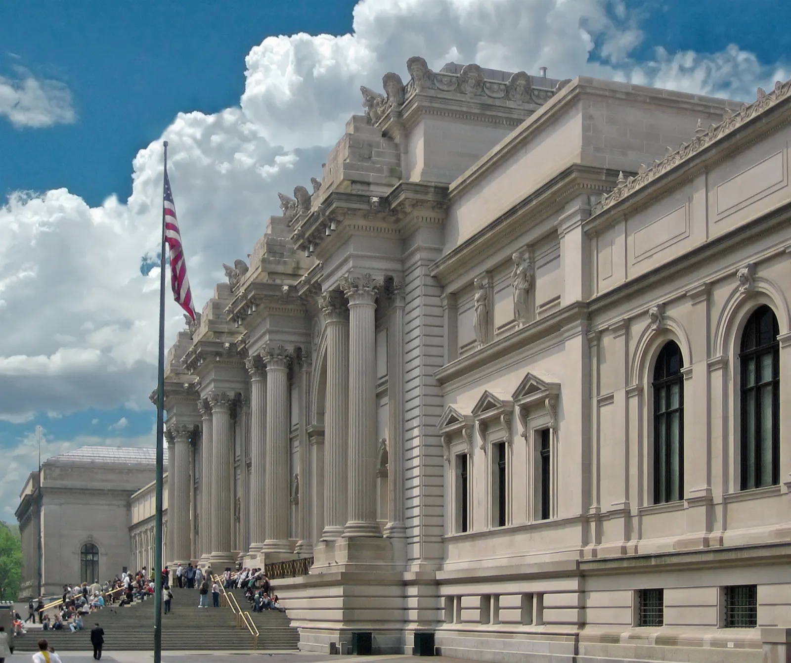 Columned Beaux-Arts facade and steps of the Metropolitan Museum of Art on Fifth Avenue, New York City, New York