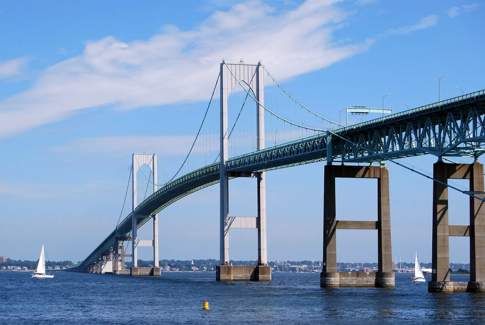 Claiborne Pell suspension bridge spanning Narragansett Bay, Newport, Rhode Island