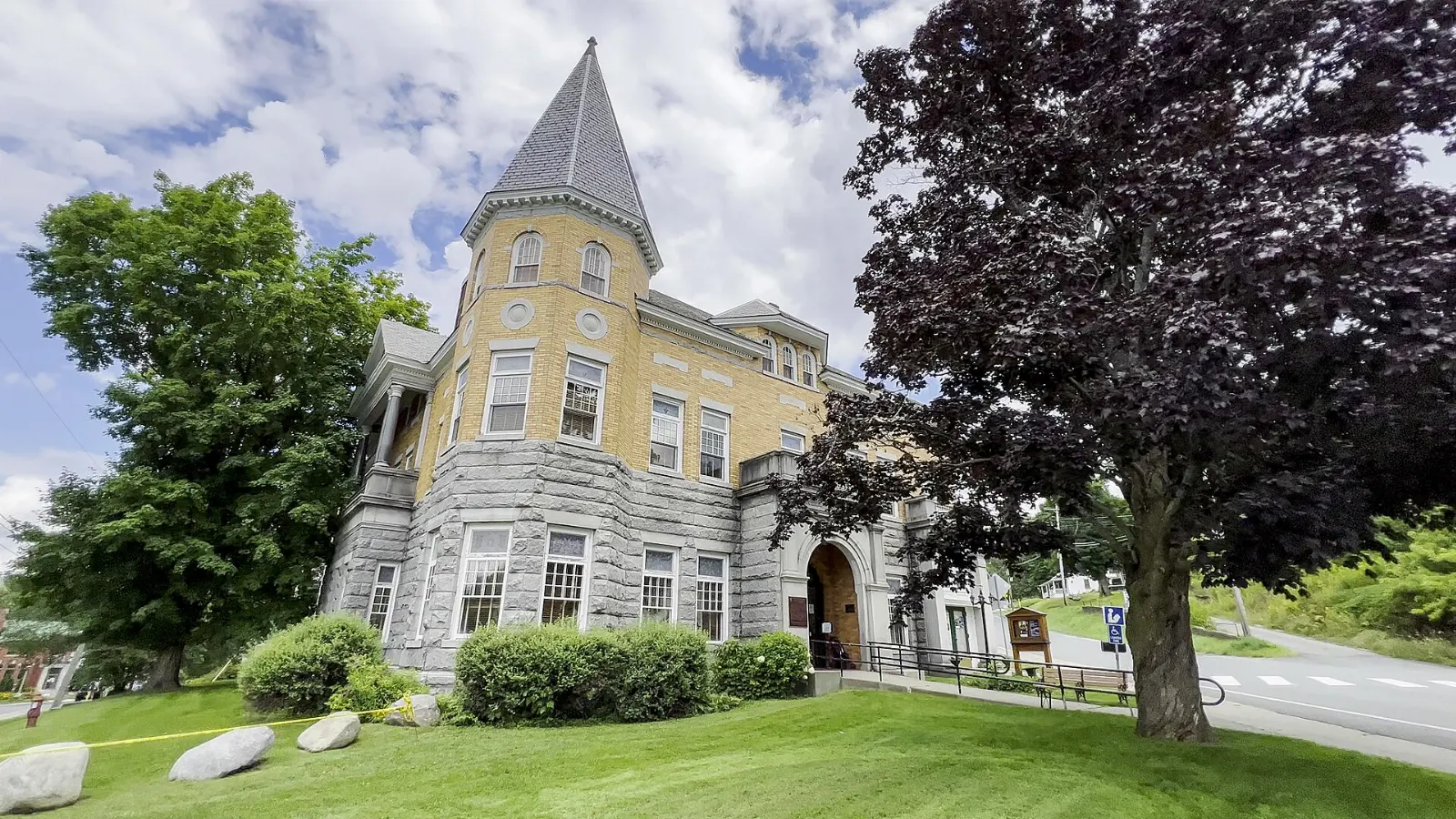 Exterior of the Haskell Free Library and Opera House at Stanstead, North Hatley, Quebec