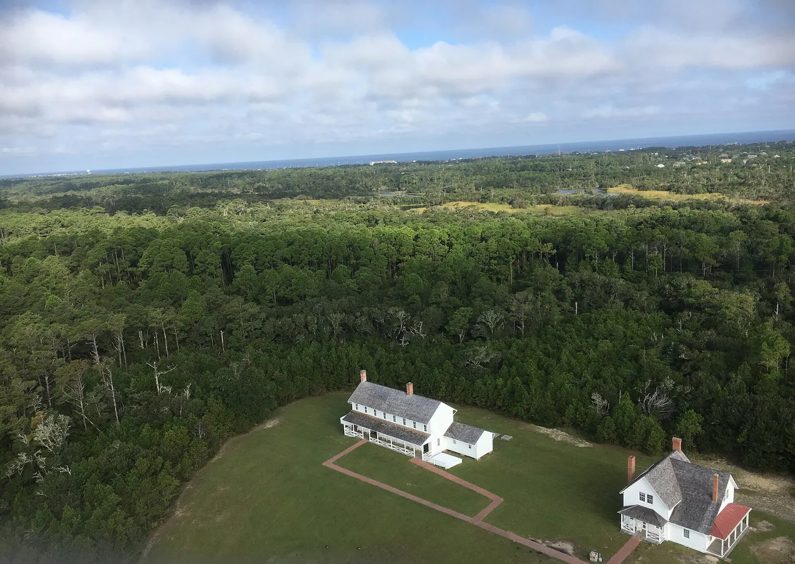 The keepers' quarters beside the Cape Hatteras Lighthouse in Buxton, Outer Banks, North Carolina