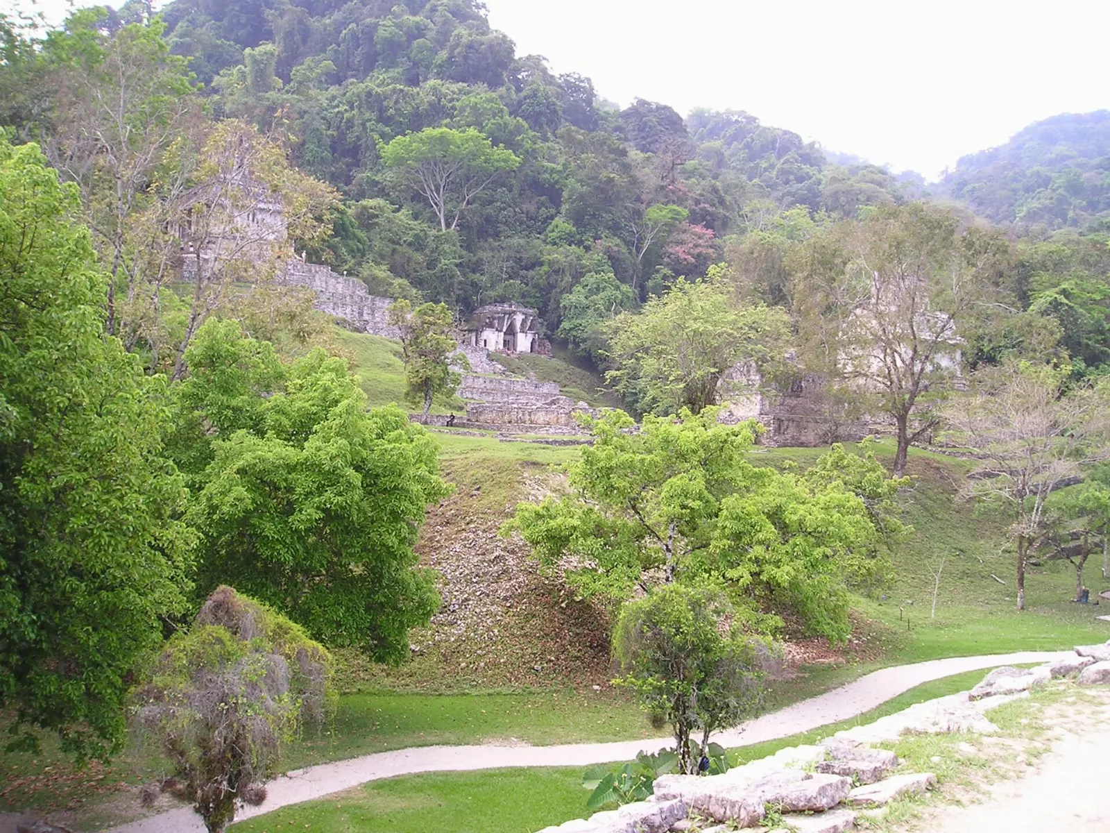 Temple of the Cross on its stepped pyramid at Palenque, Chiapas