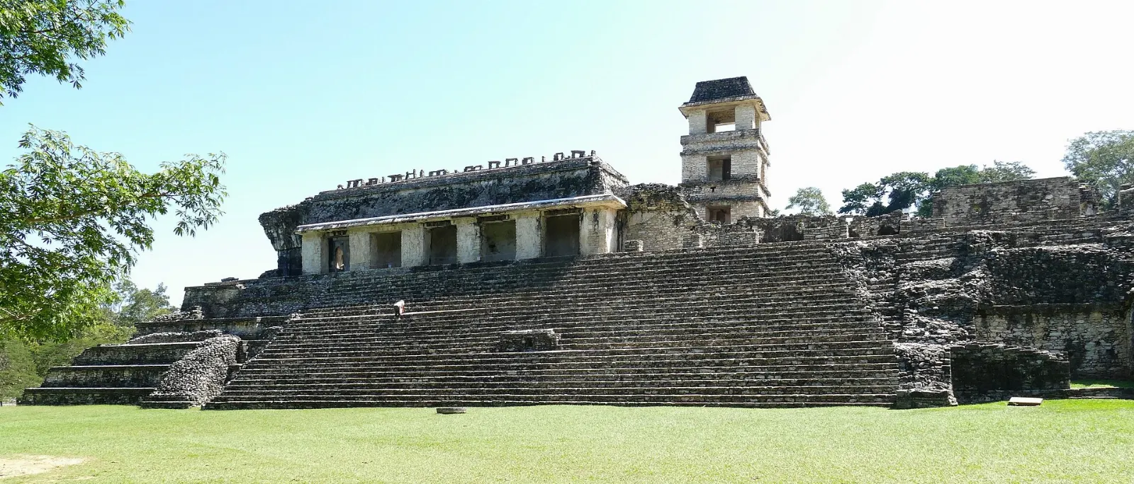 The four-story Observation Tower of the Palace at Palenque, Chiapas