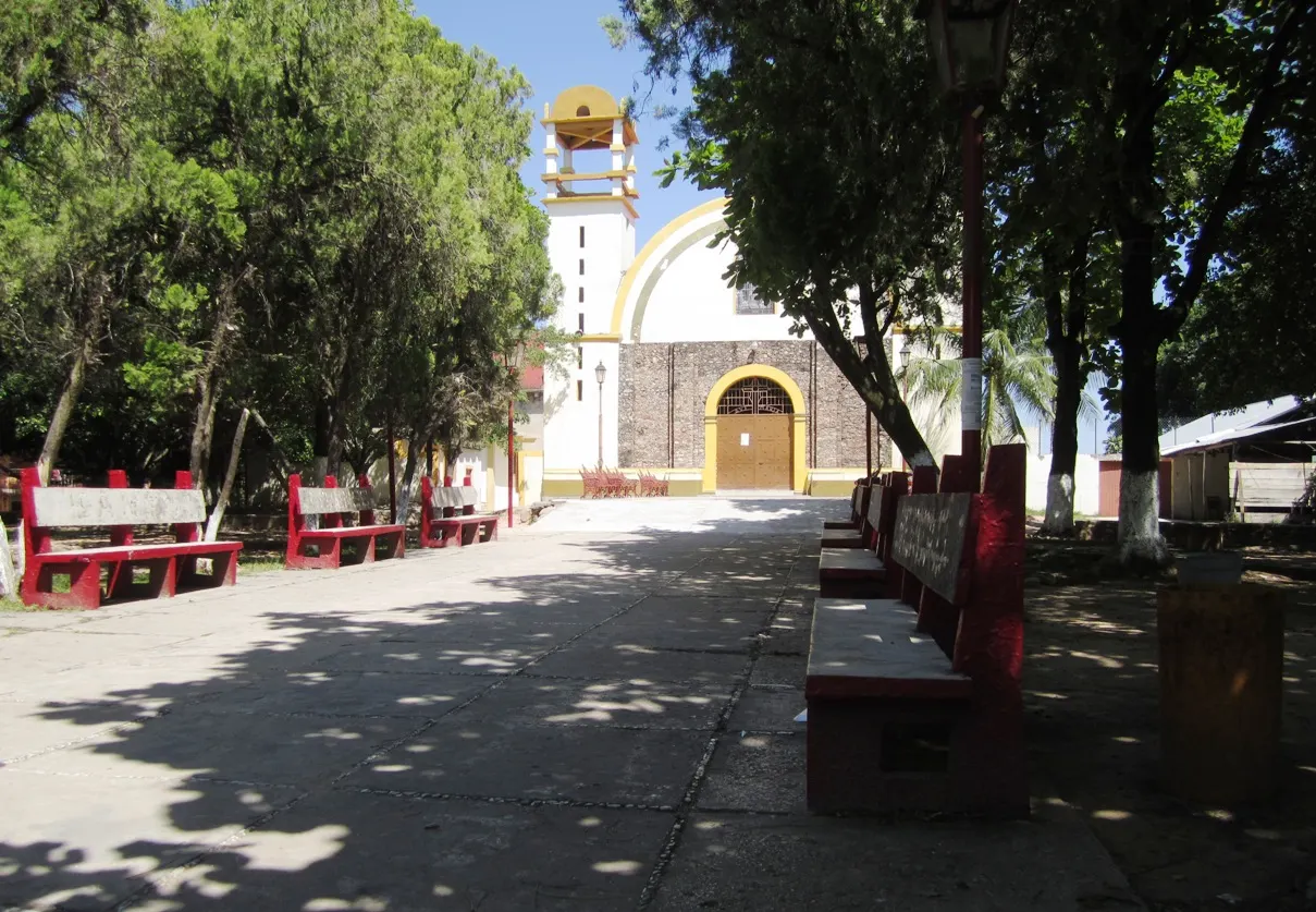 The central square in the town of Palenque, Chiapas