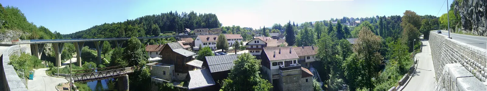 Wooden houses and old watermills over small waterfalls in the village of Rastoke, Plitvice Lakes National Park, Croatia