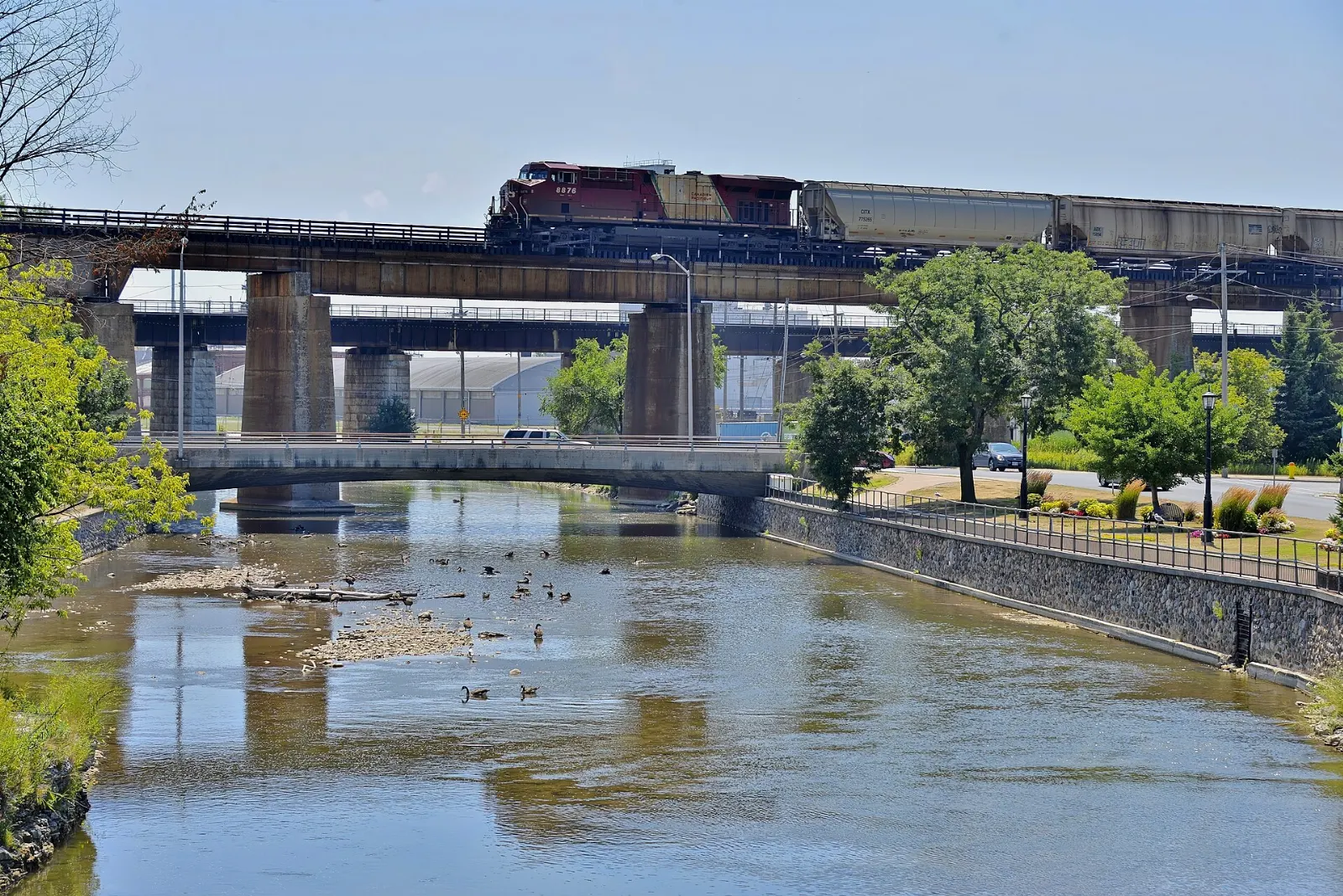 The Ganaraska River flowing through Port Hope, Ontario
