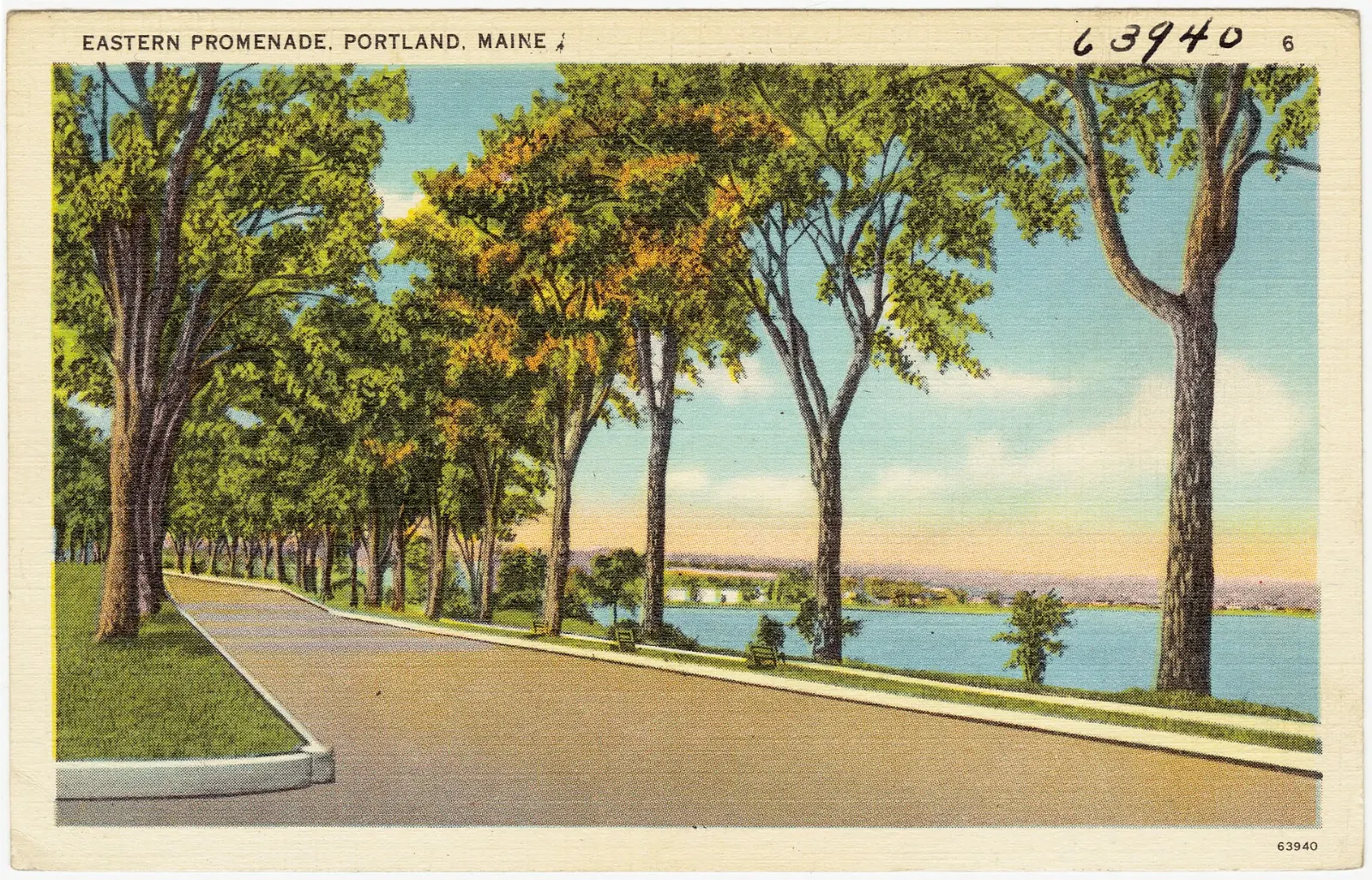Grassy slopes of the Eastern Promenade overlooking Casco Bay and its islands, Portland, Maine