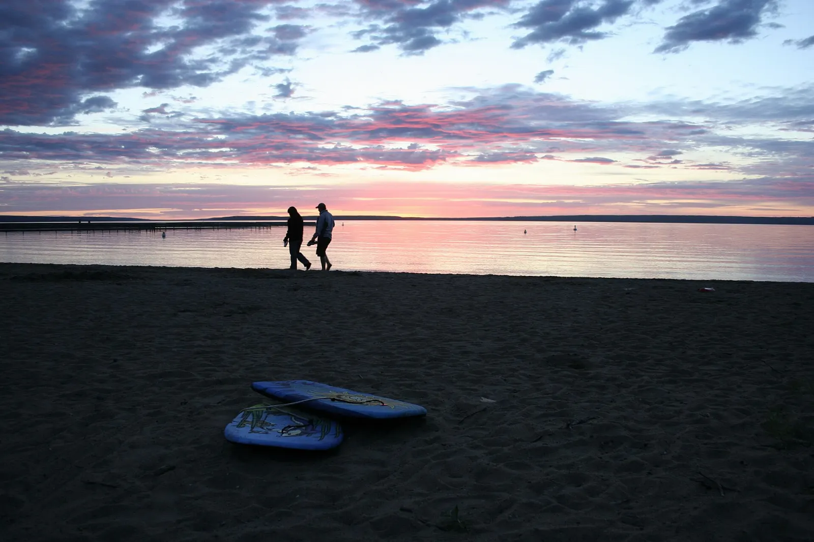 Sandy beach on Waskesiu Lake in the park townsite, Prince Albert National Park, Saskatchewan