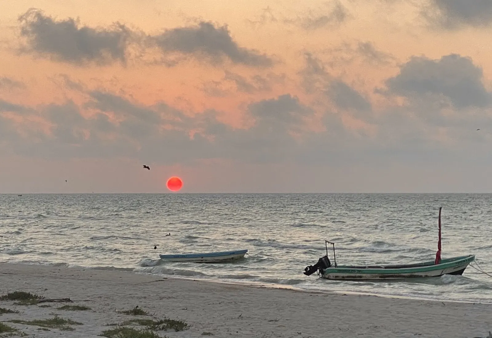 Sunset over the Gulf of Mexico from the beach at Progreso, Yucatán