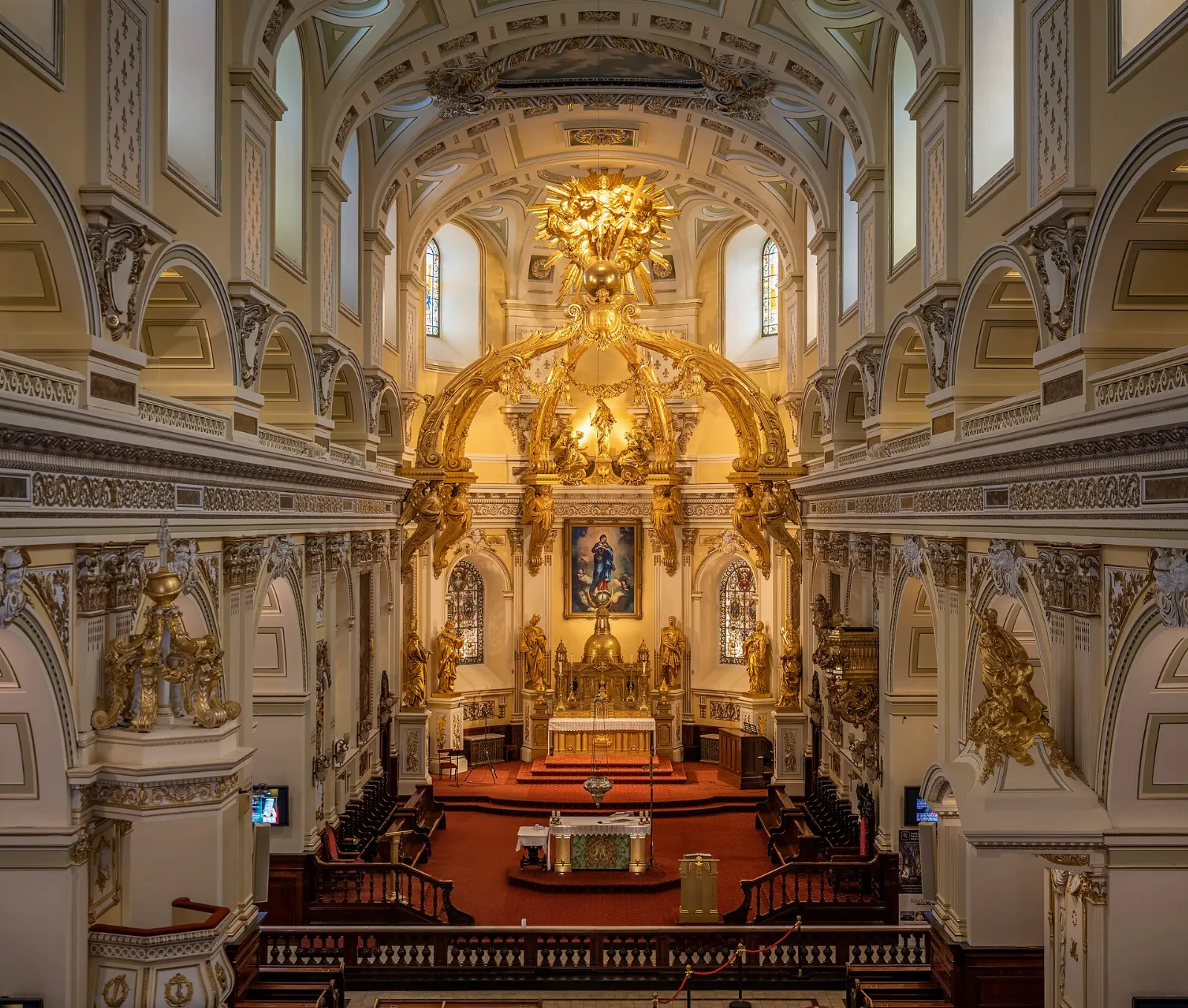 The facade of the Basilica-Cathedral of Notre-Dame de Quebec in the Upper Town, Quebec City, Canada