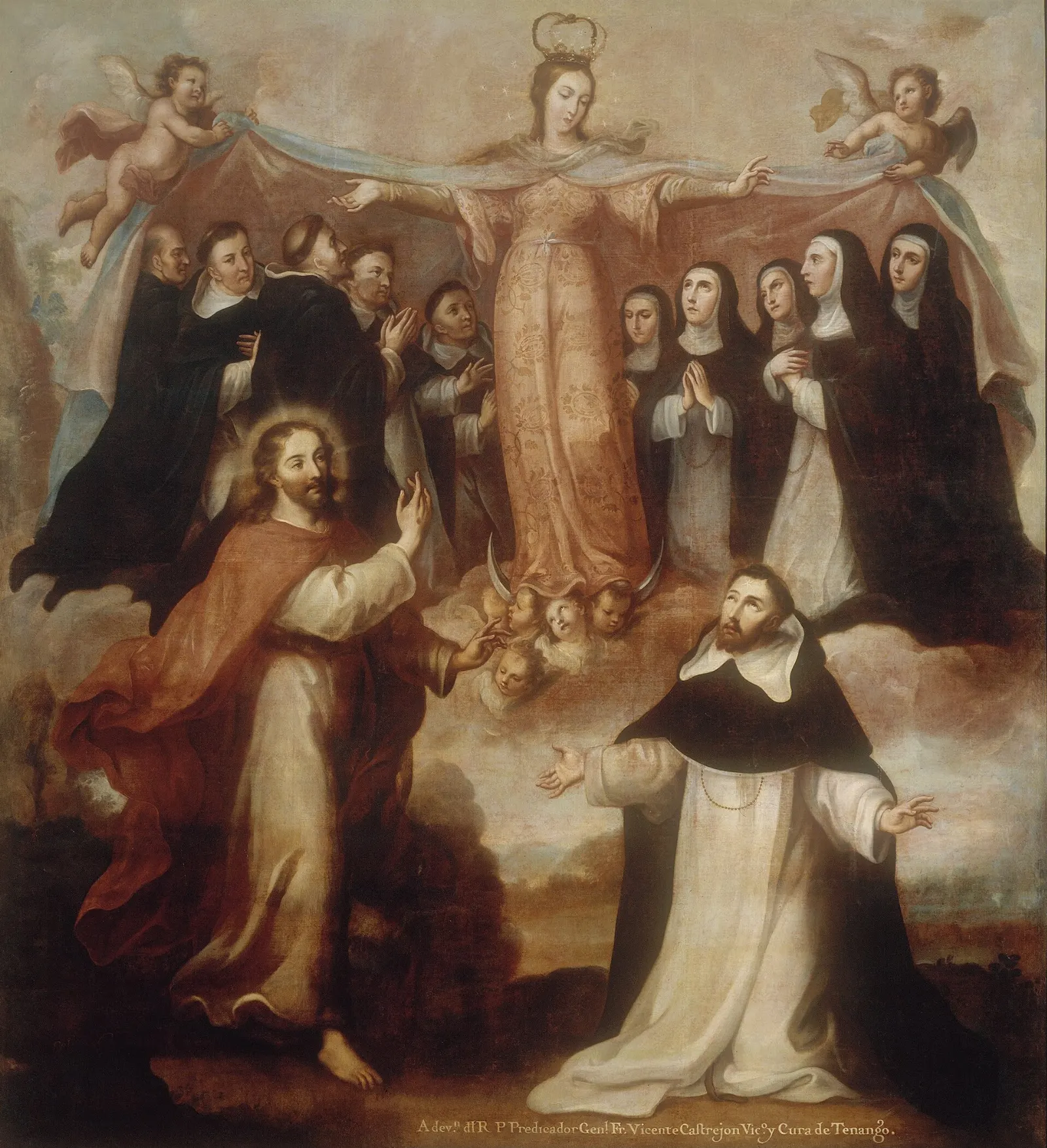 Colonial religious paintings displayed in the parish gallery, Real de Asientos, Aguascalientes