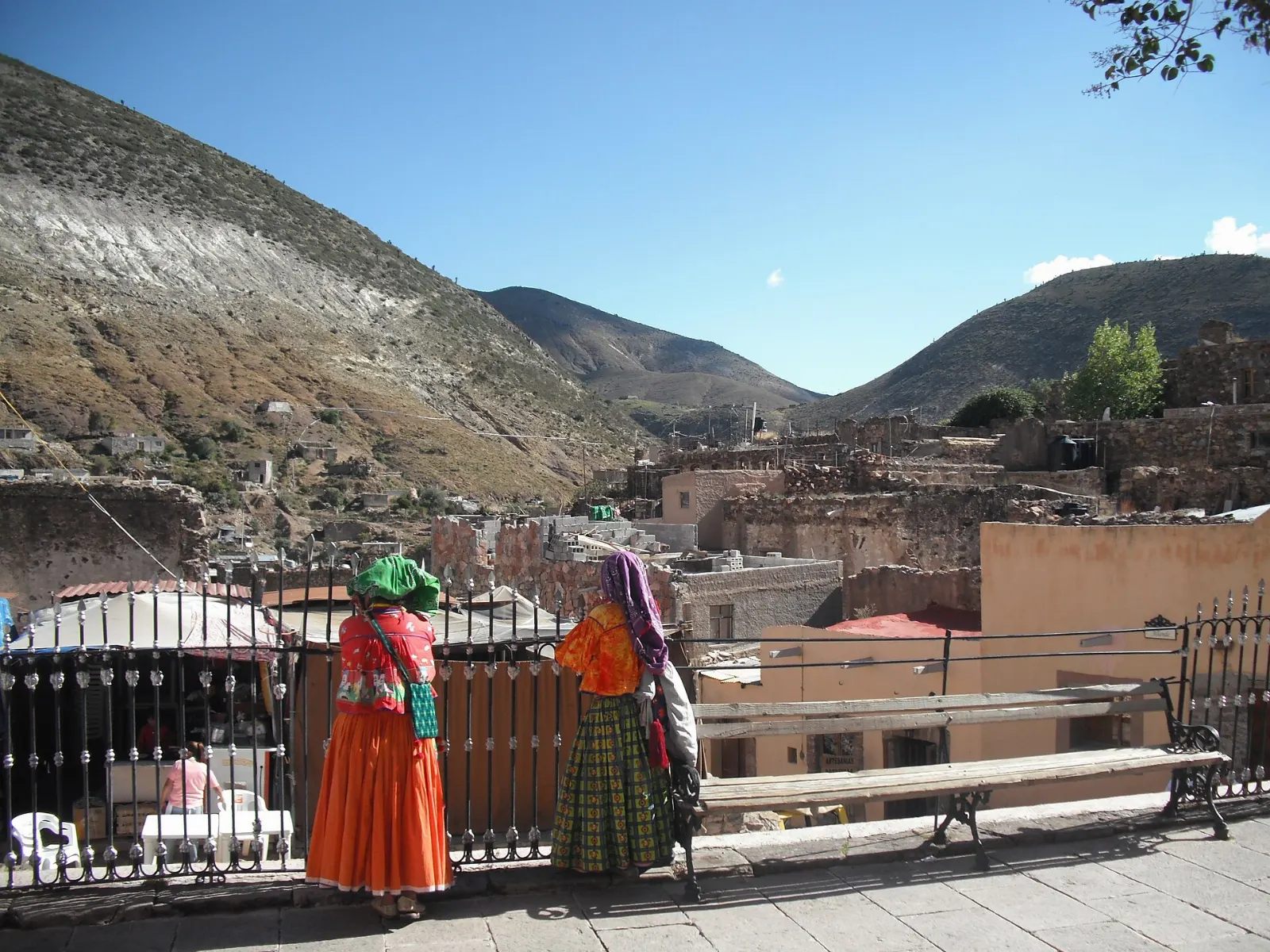 Shaded main plaza and bandstand in Real de Catorce, San Luis Potosí