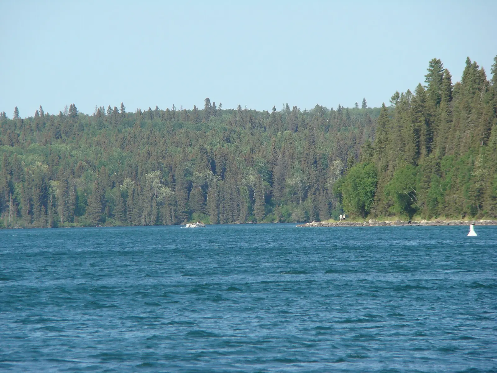 Clear Lake seen from the shore at Wasagaming, Riding Mountain National Park, Manitoba