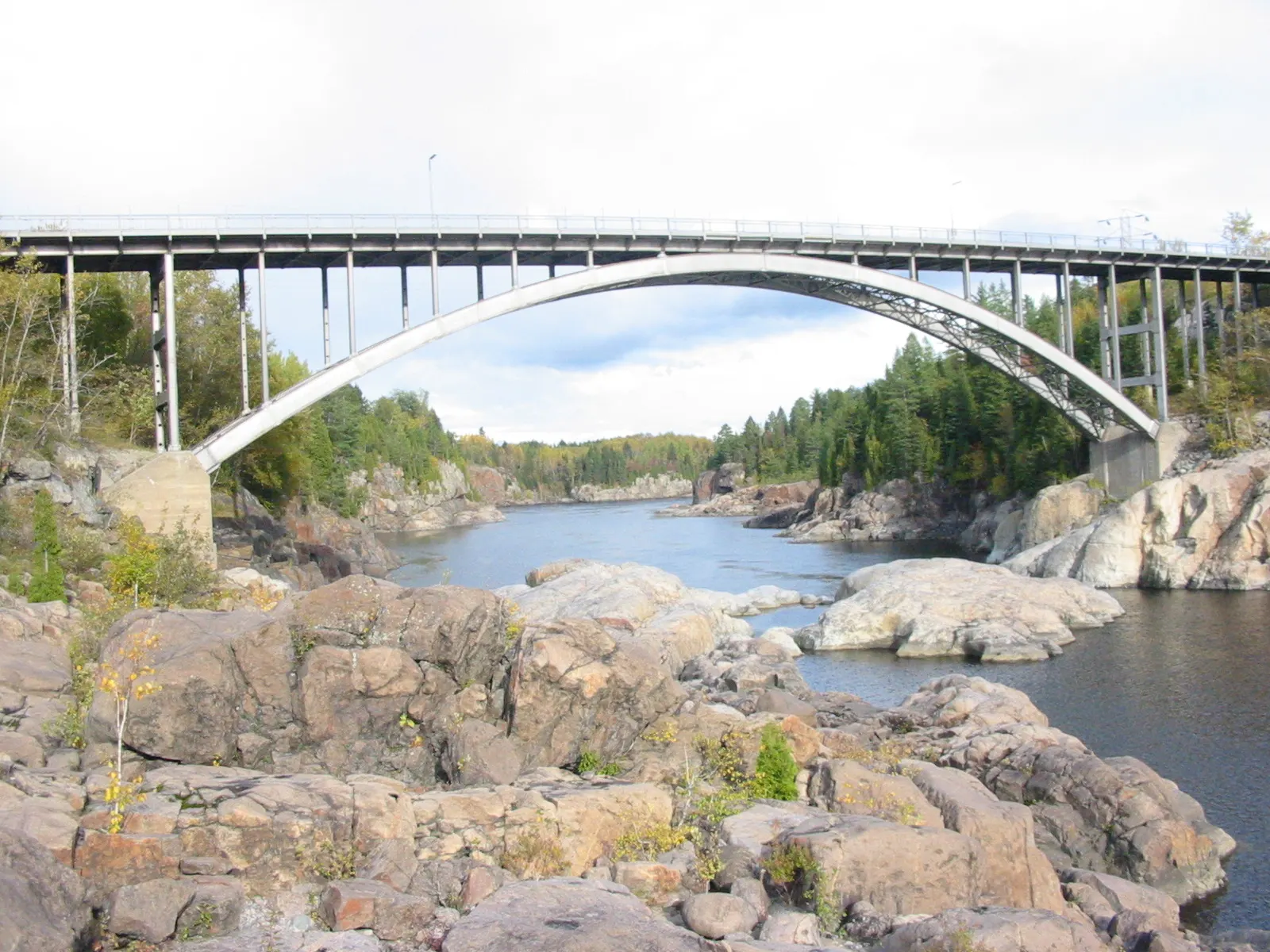 The aluminium arch bridge at Arvida crossing the Saguenay River, Saguenay Fjord, Quebec
