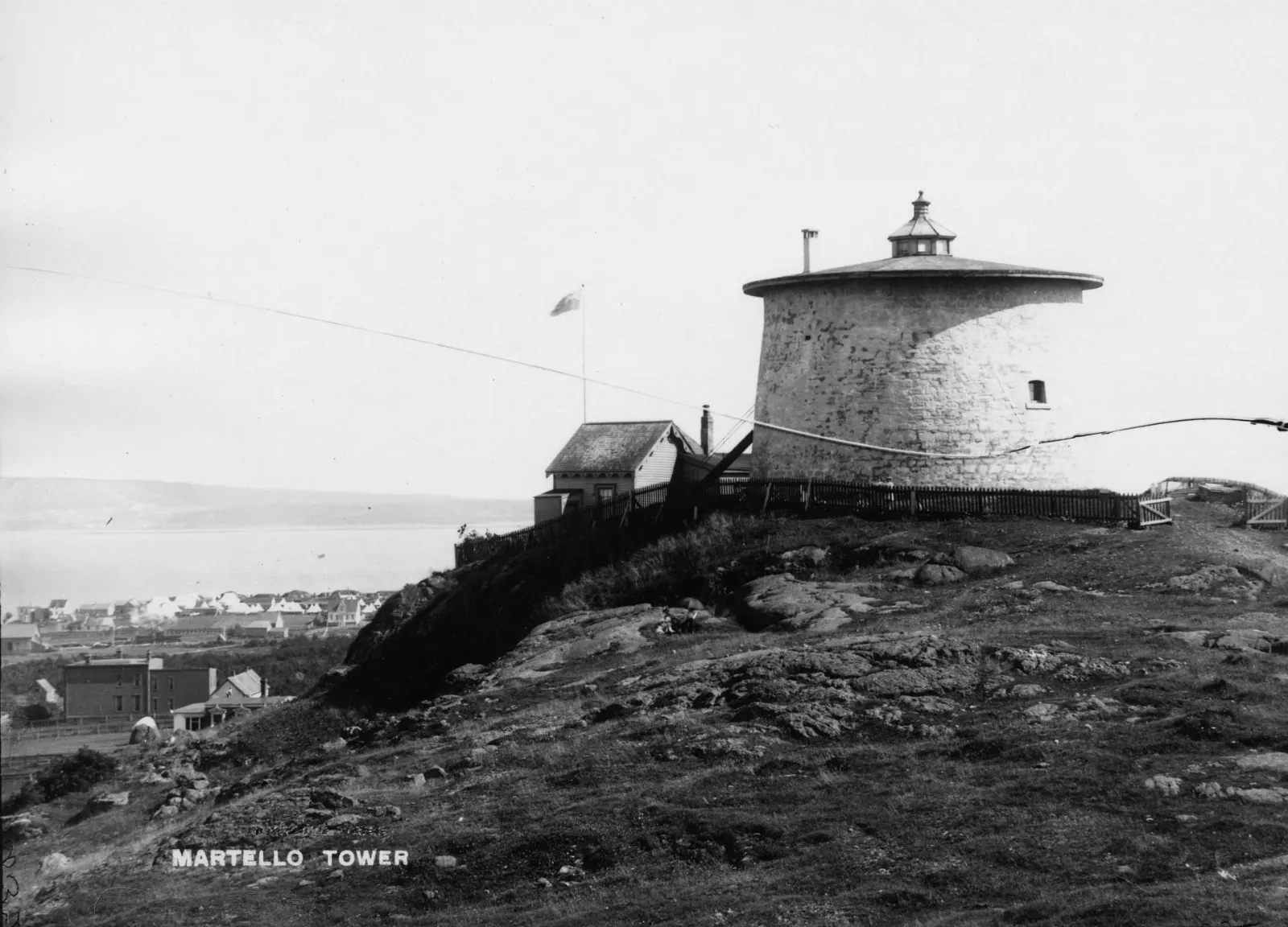 The stone Carleton Martello Tower on its hill in Saint John West, New Brunswick