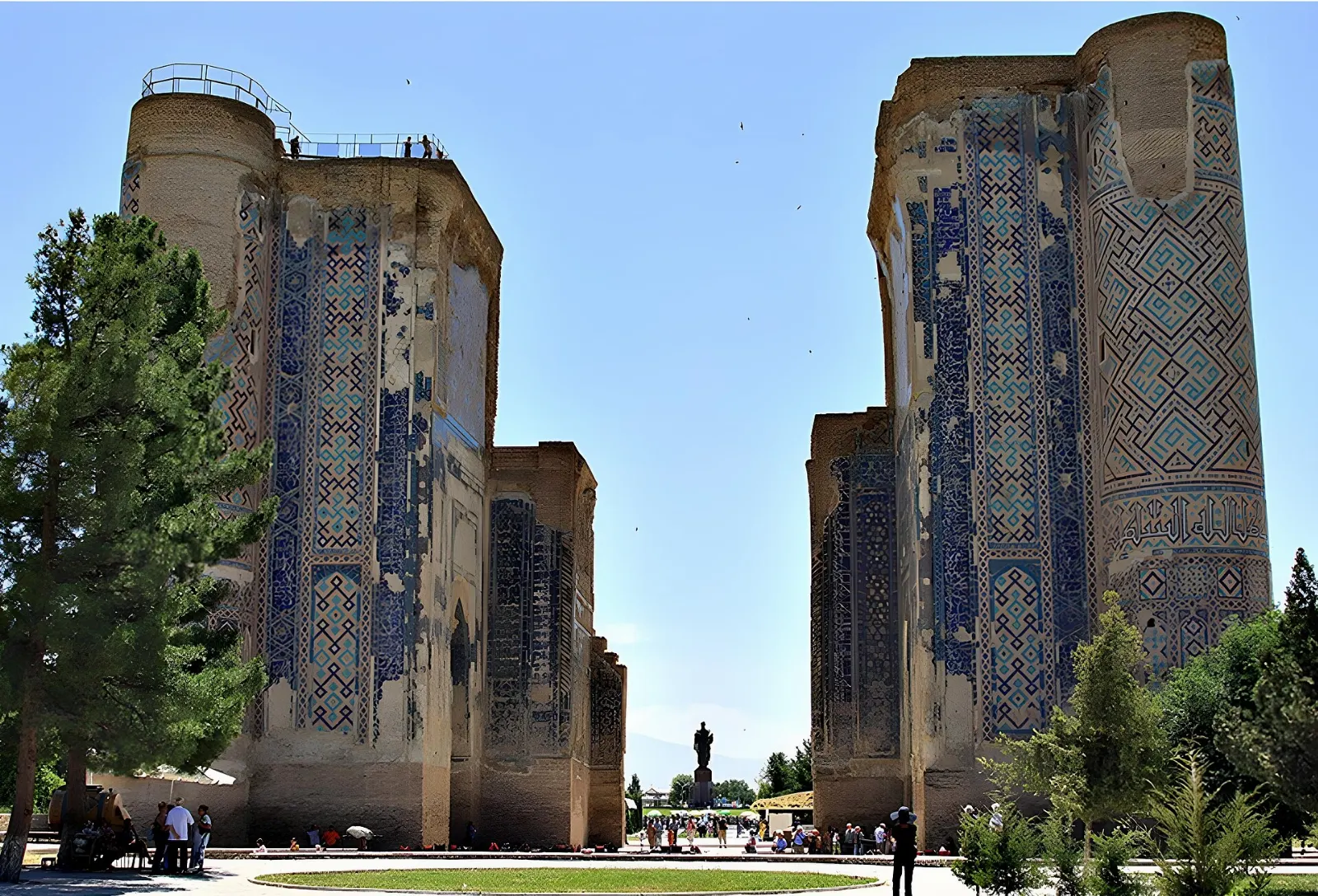 The towering ruined portal of the Ak-Saray Palace in Shahrisabz, Samarkand, Uzbekistan