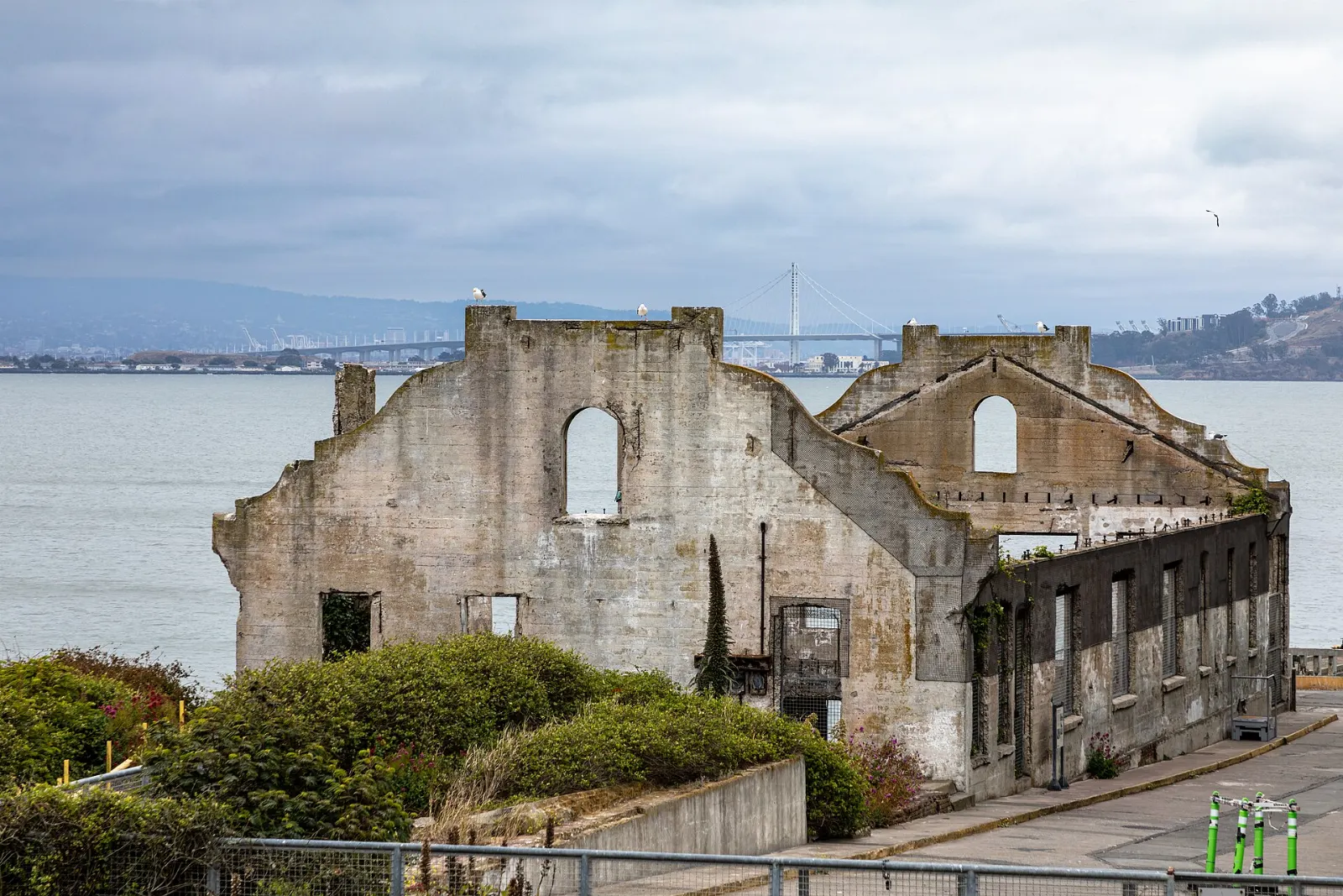 Alcatraz Island with its lighthouse and cellhouse in San Francisco Bay, California
