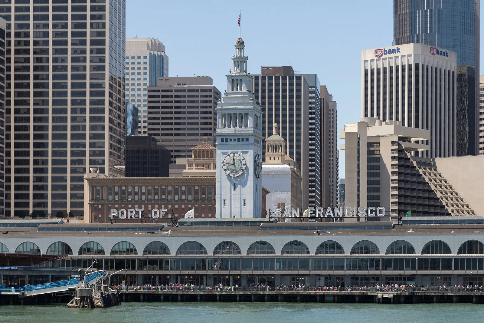 The Ferry Building clock tower on the Embarcadero waterfront, San Francisco, California