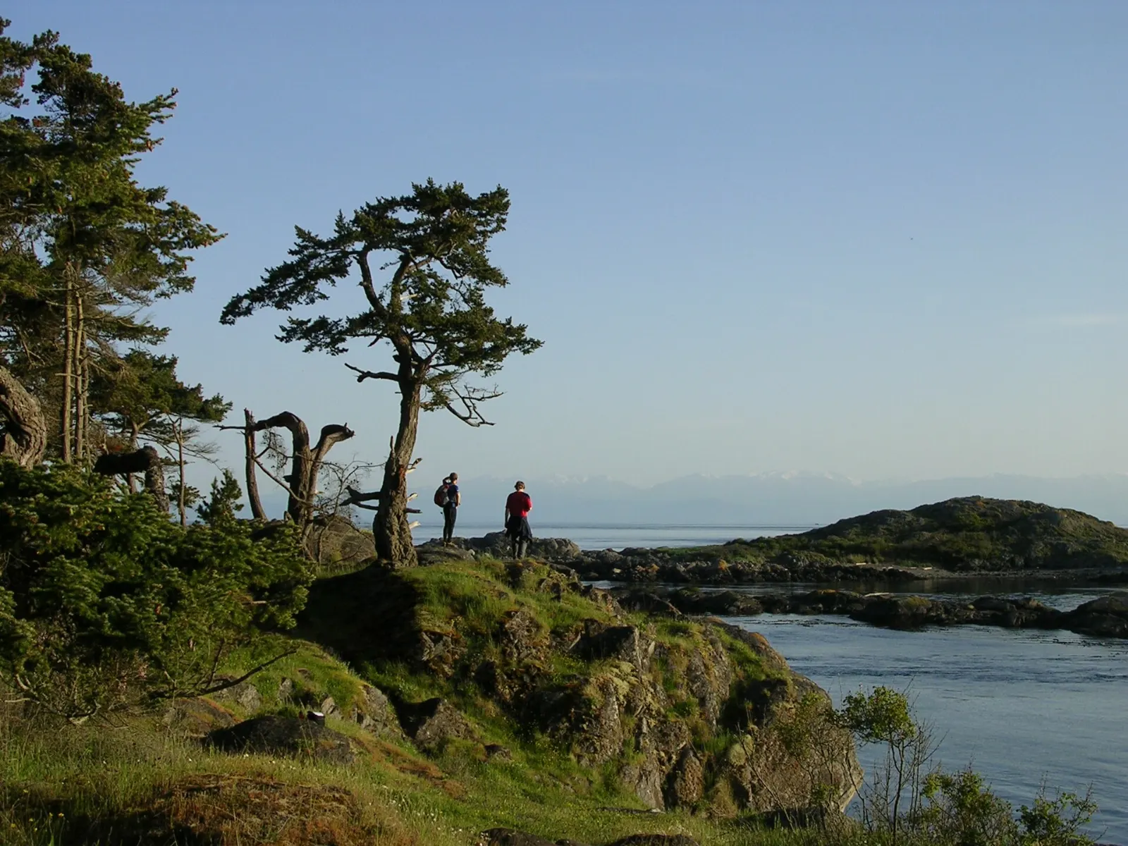 Rocky shoreline and small islets at Shark Reef Sanctuary on Lopez Island, San Juan Islands, Washington
