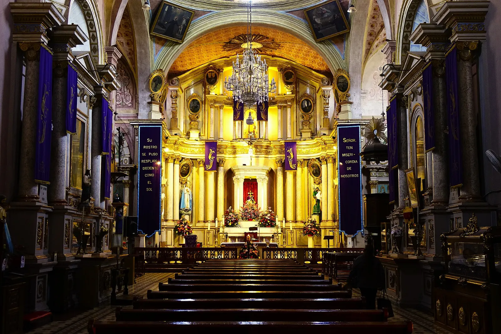 Carved pink stone facade of the Oratorio de San Felipe Neri, San Miguel de Allende, Guanajuato