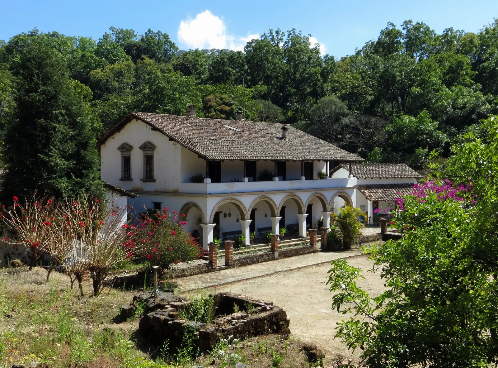 Stone courtyard of Hacienda Jalisco near San Sebastián del Oeste