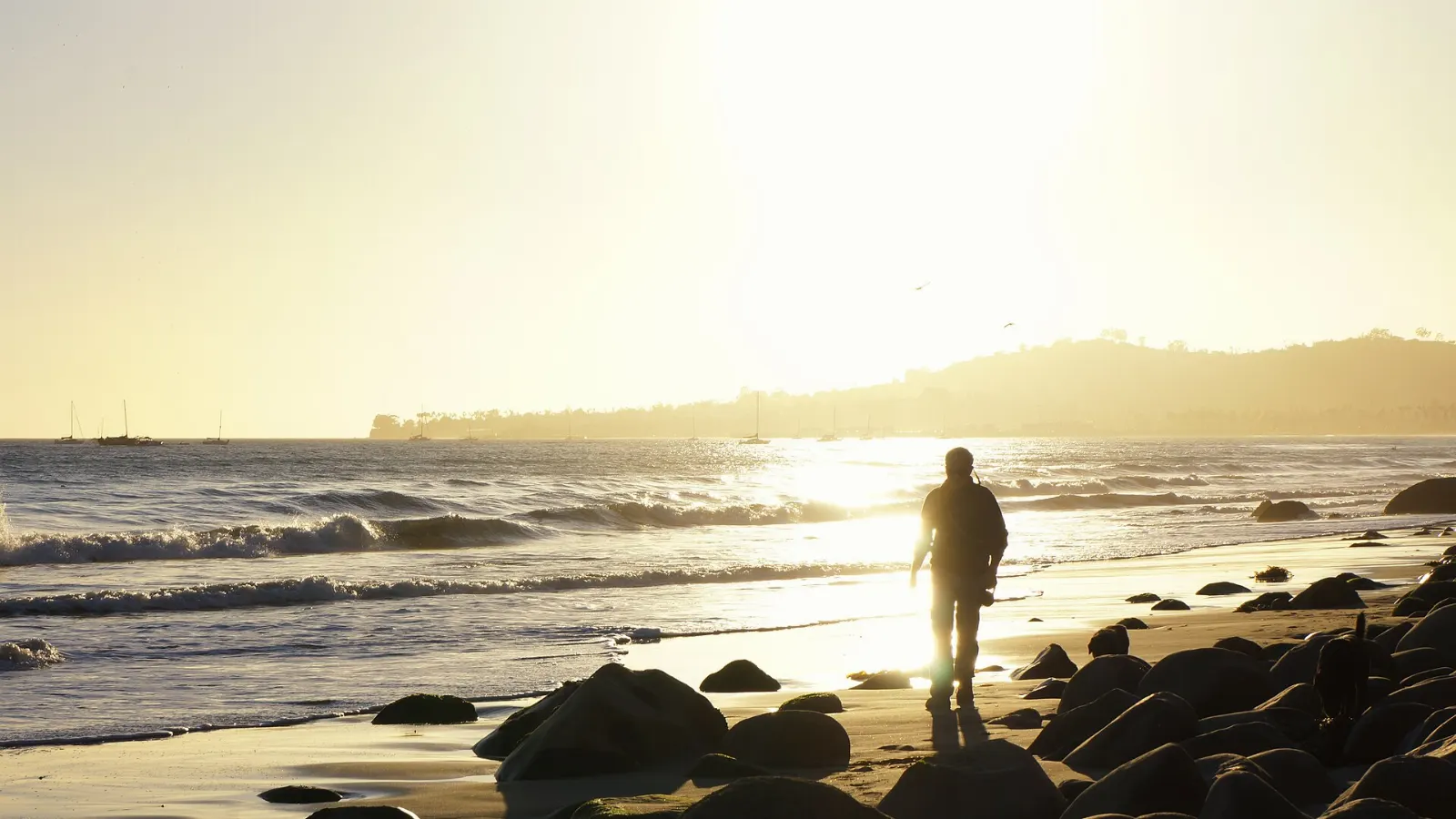 Sandy Butterfly Beach in Montecito at sunset, Santa Barbara, California