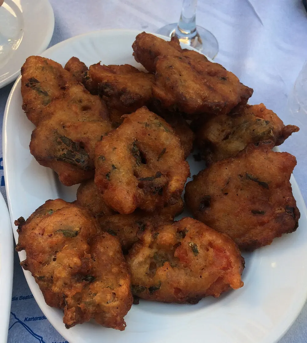 Tomatokeftedes in Santorini, Greece