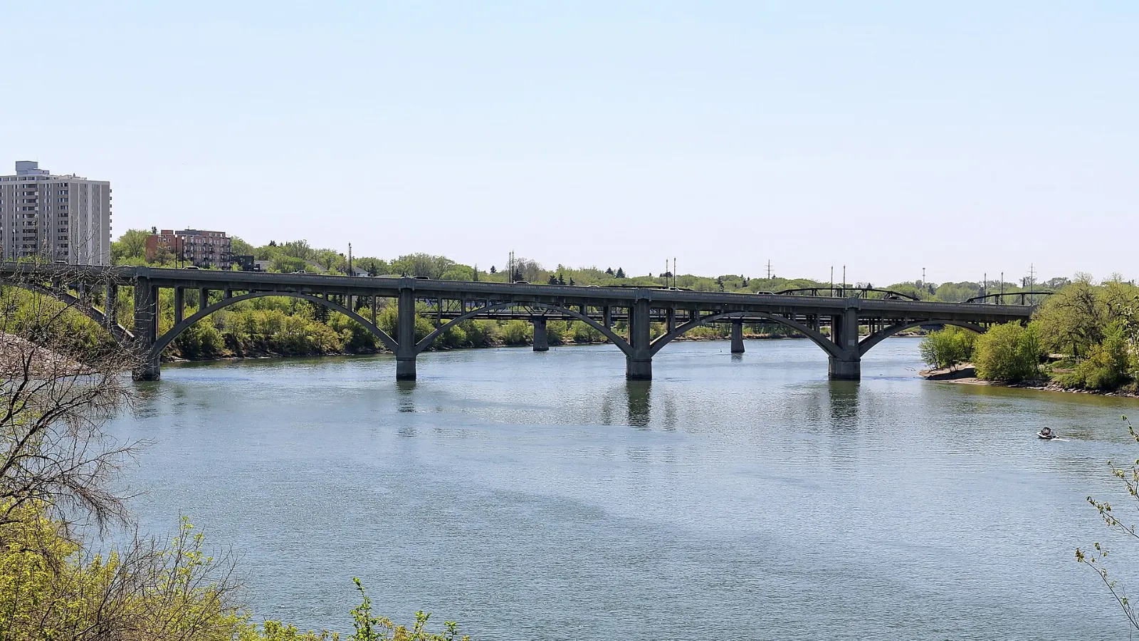 Arches of the Broadway Bridge crossing the South Saskatchewan River, Saskatoon, Saskatchewan