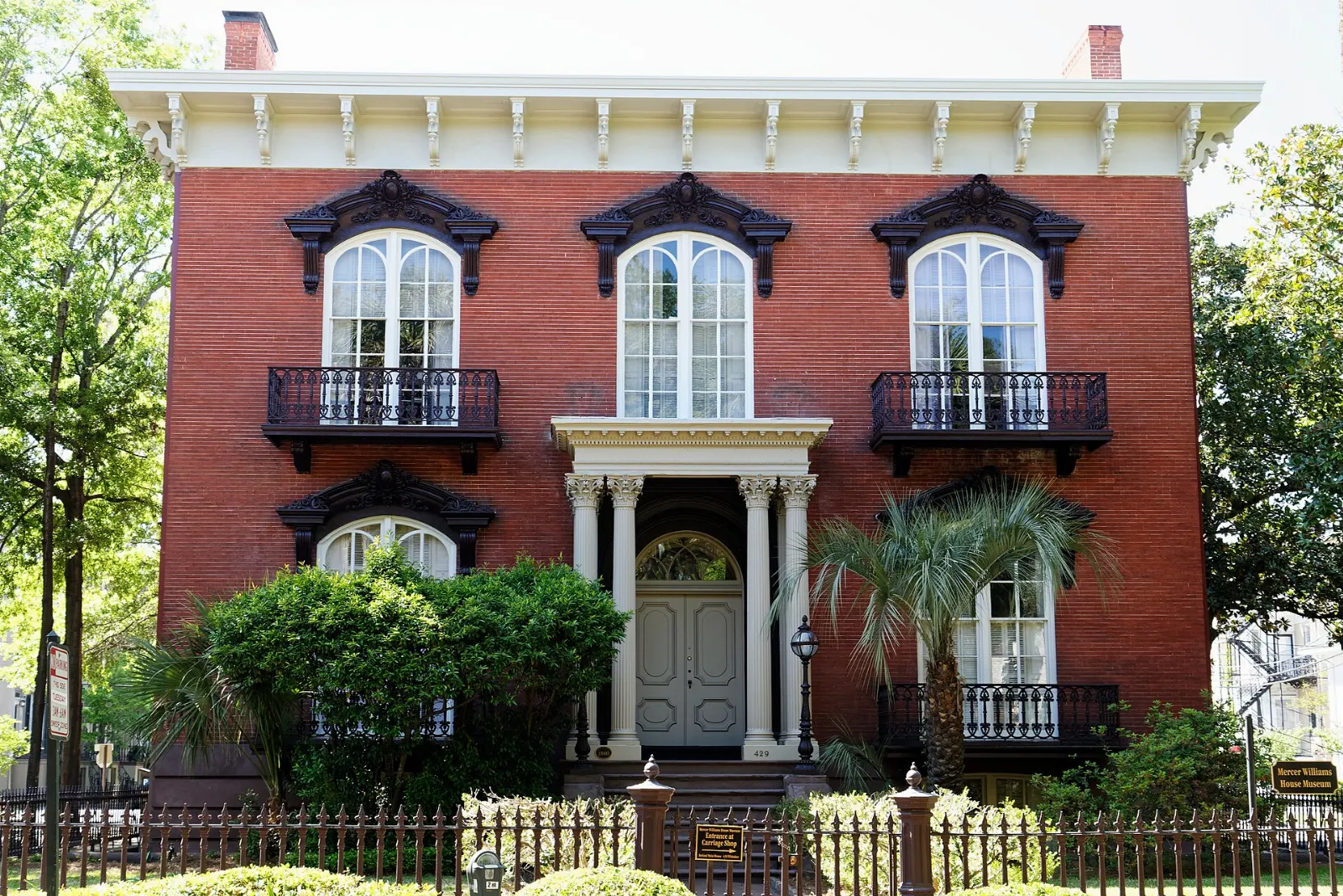 The red brick Italianate Mercer Williams House on Monterey Square, Savannah, Georgia