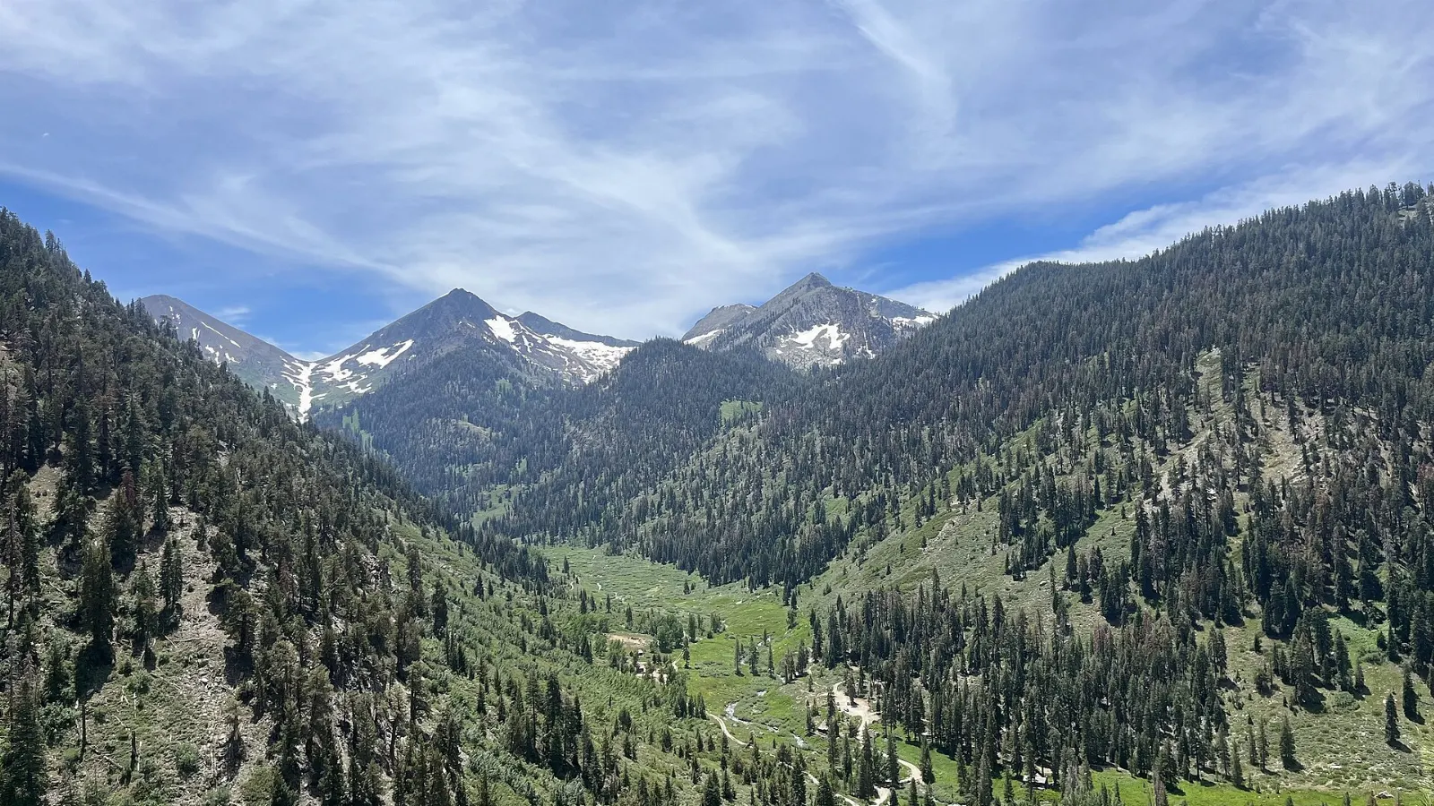 The high subalpine valley of Mineral King with surrounding peaks, Sequoia and Kings Canyon National Parks, California