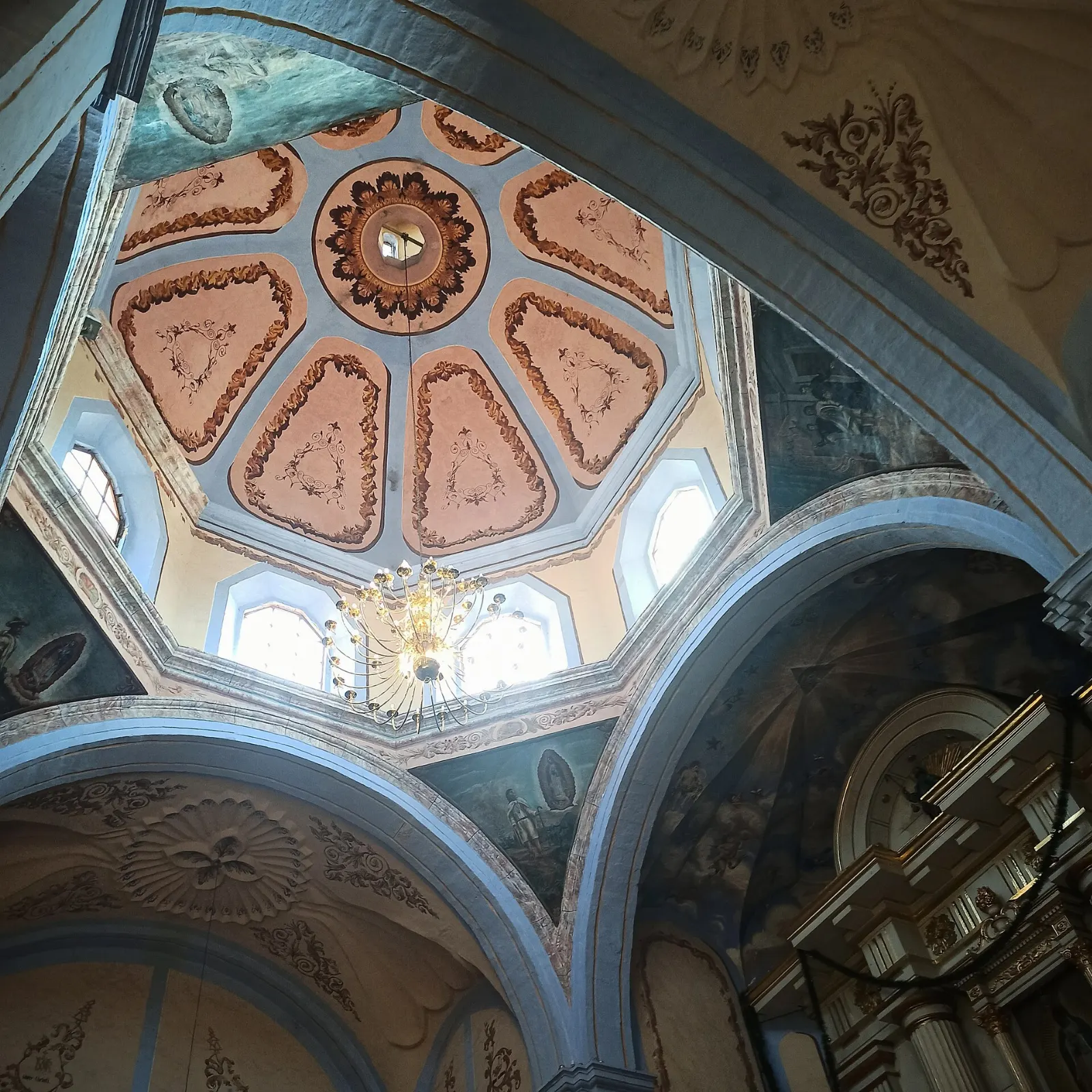 Ornate facade of the Franciscan mission church in Jalpan de Serra, Sierra Gorda, Querétaro