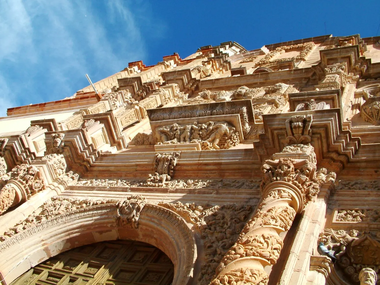 Baroque facade of the Santo Domingo church in Sombrerete, Zacatecas