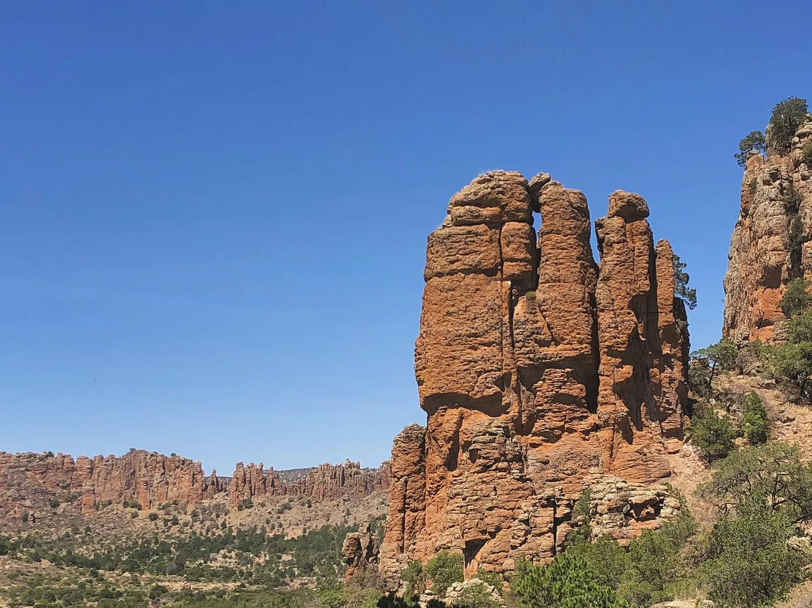 Tall rock columns in Sierra de Órganos National Park, Sombrerete, Zacatecas
