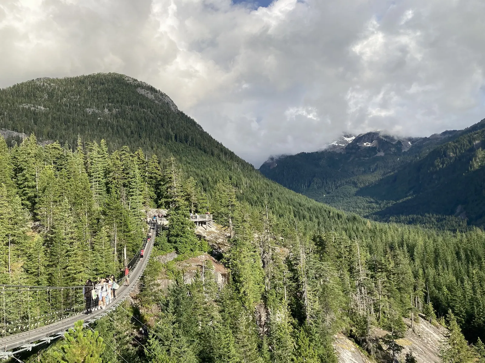 Gondola cabin climbing above Howe Sound at Squamish, British Columbia
