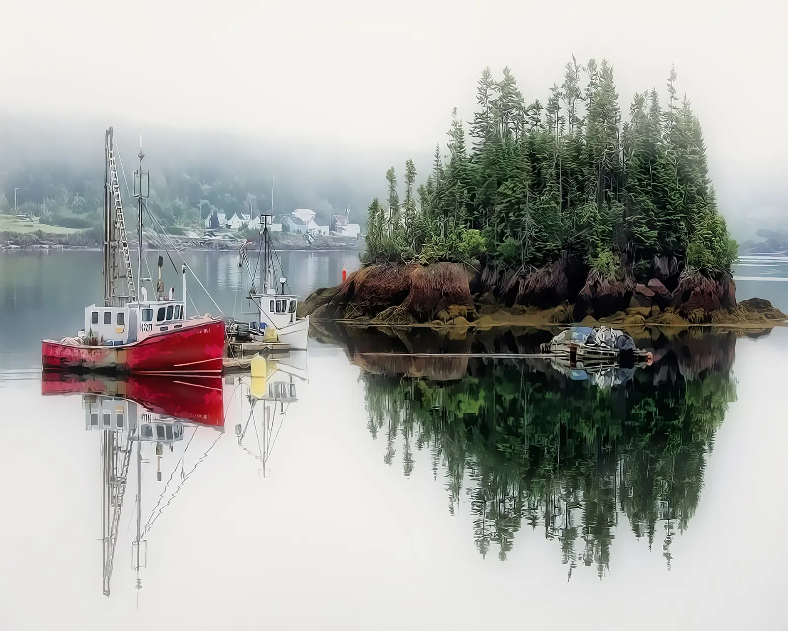 Boat on Passamaquoddy Bay off St. Andrews, New Brunswick