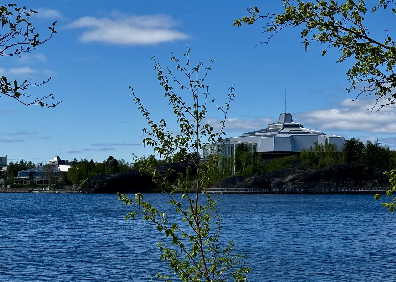 Science North science centre seen from the lakeshore in Sudbury Ontario