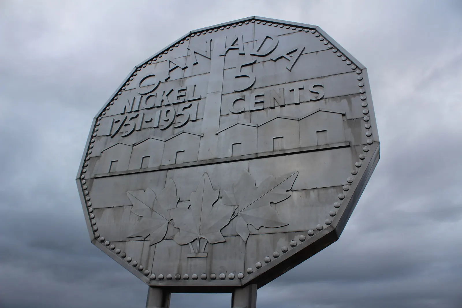 The Big Nickel giant coin monument at Dynamic Earth in Sudbury, Ontario