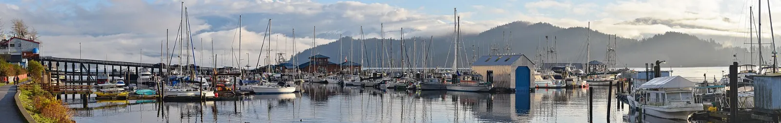 Boats in the harbour at Gibsons on the Sunshine Coast, British Columbia