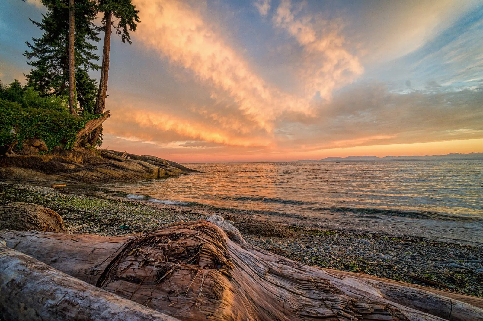 Pebble beach at Roberts Creek on the Sunshine Coast, British Columbia