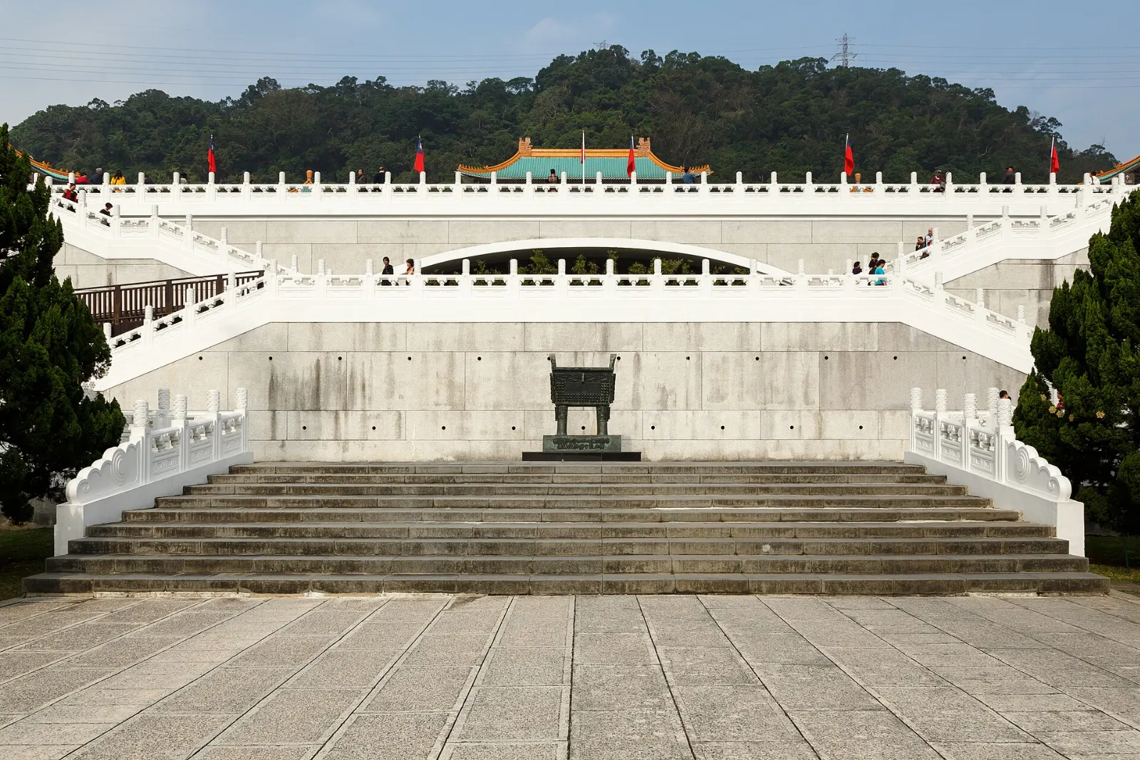 Main building of the National Palace Museum with its green tiled roofs in Shilin, Taipei, Taiwan