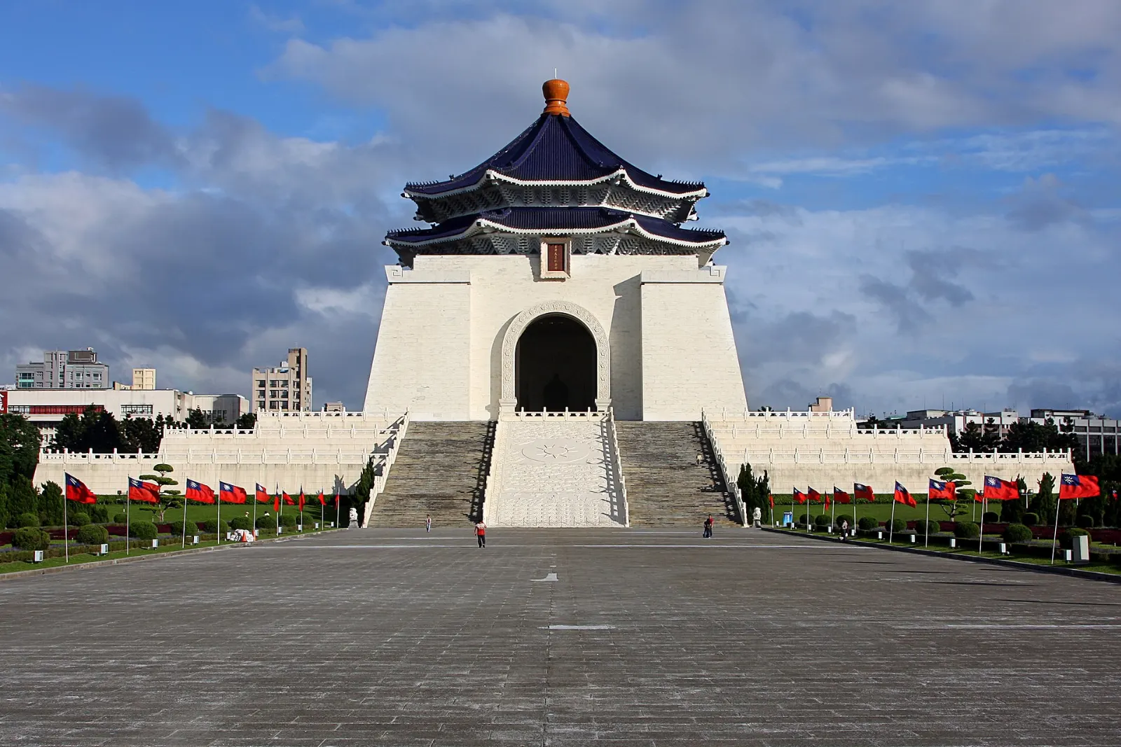 White Chiang Kai-shek Memorial Hall with its blue octagonal roof, Taipei, Taiwan