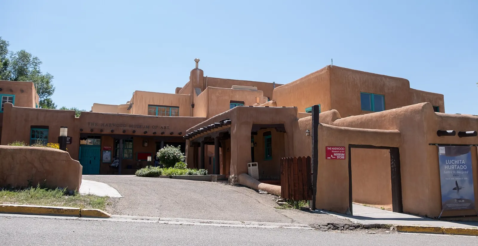 The adobe building of the Harwood Museum of Art in Taos, New Mexico