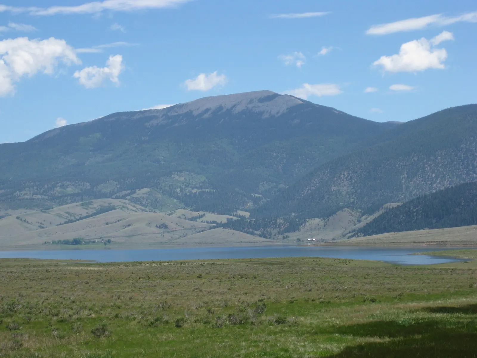 Eagle Nest Lake in a broad mountain valley on the Enchanted Circle, Taos, New Mexico
