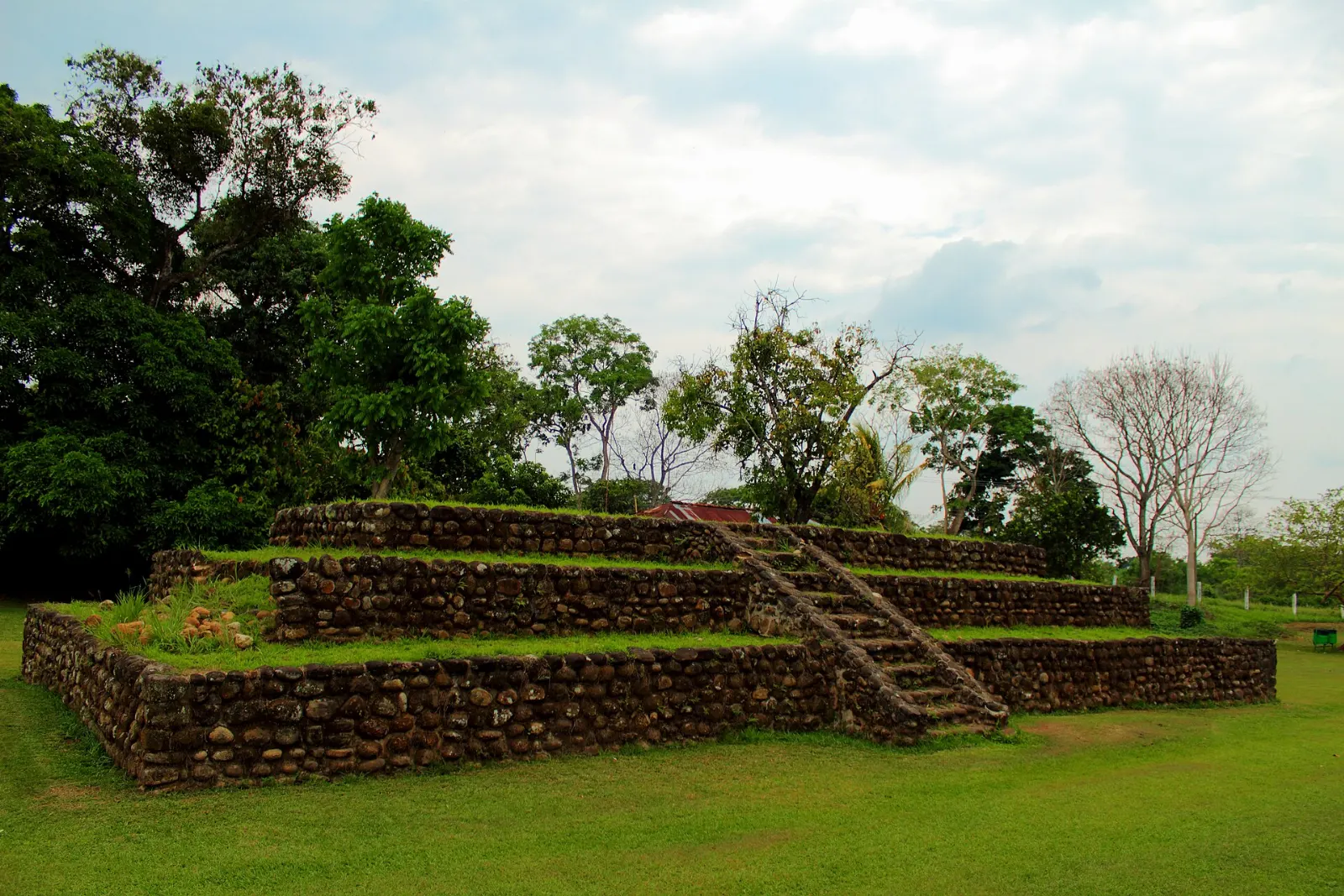 Carved stone monuments and mounds at the Izapa archaeological site, Tapachula, Chiapas