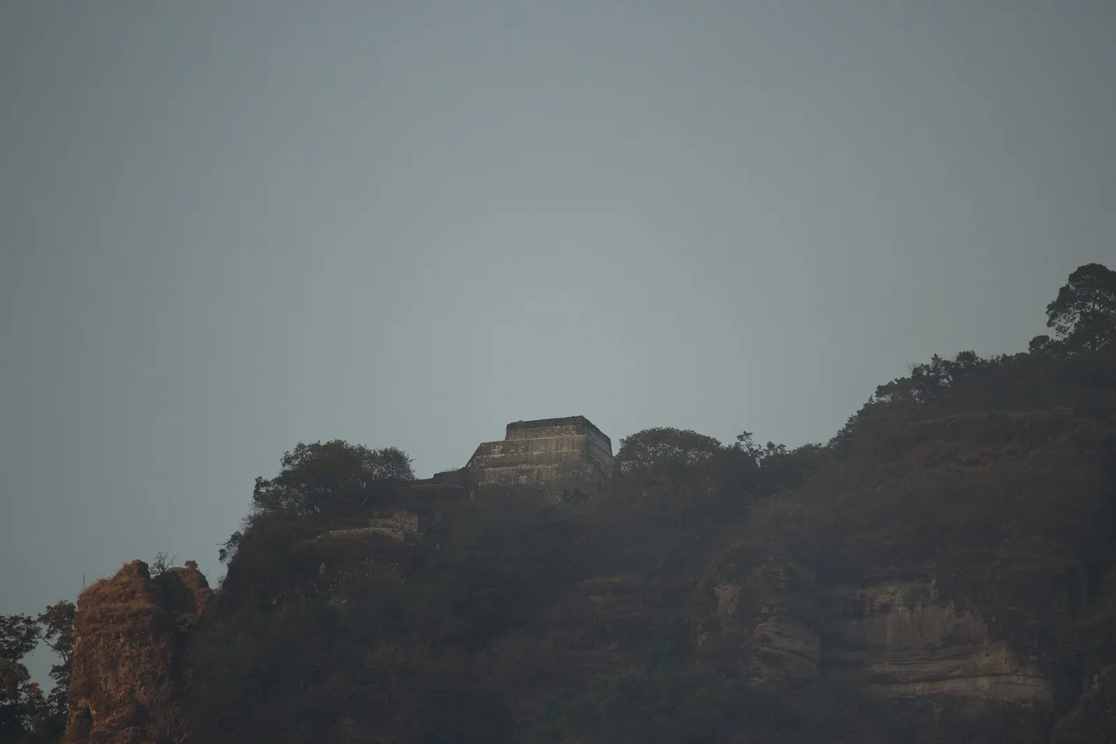 The small pyramid of El Tepozteco on top of its mountain, Tepoztlán, Morelos