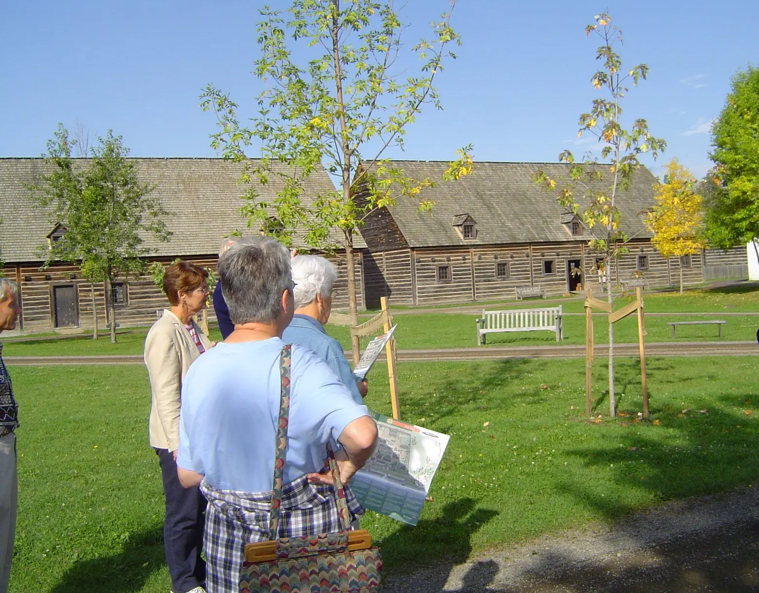 Reconstructed buildings at Fort William Historical Park, Thunder Bay, Ontario