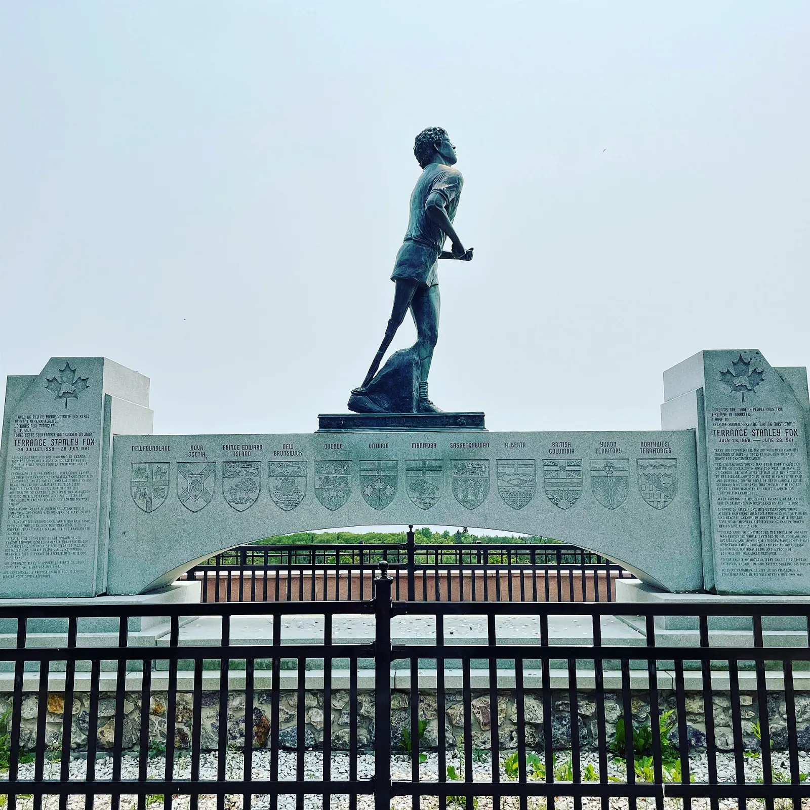 The Terry Fox statue at the scenic lookout near Thunder Bay, Ontario