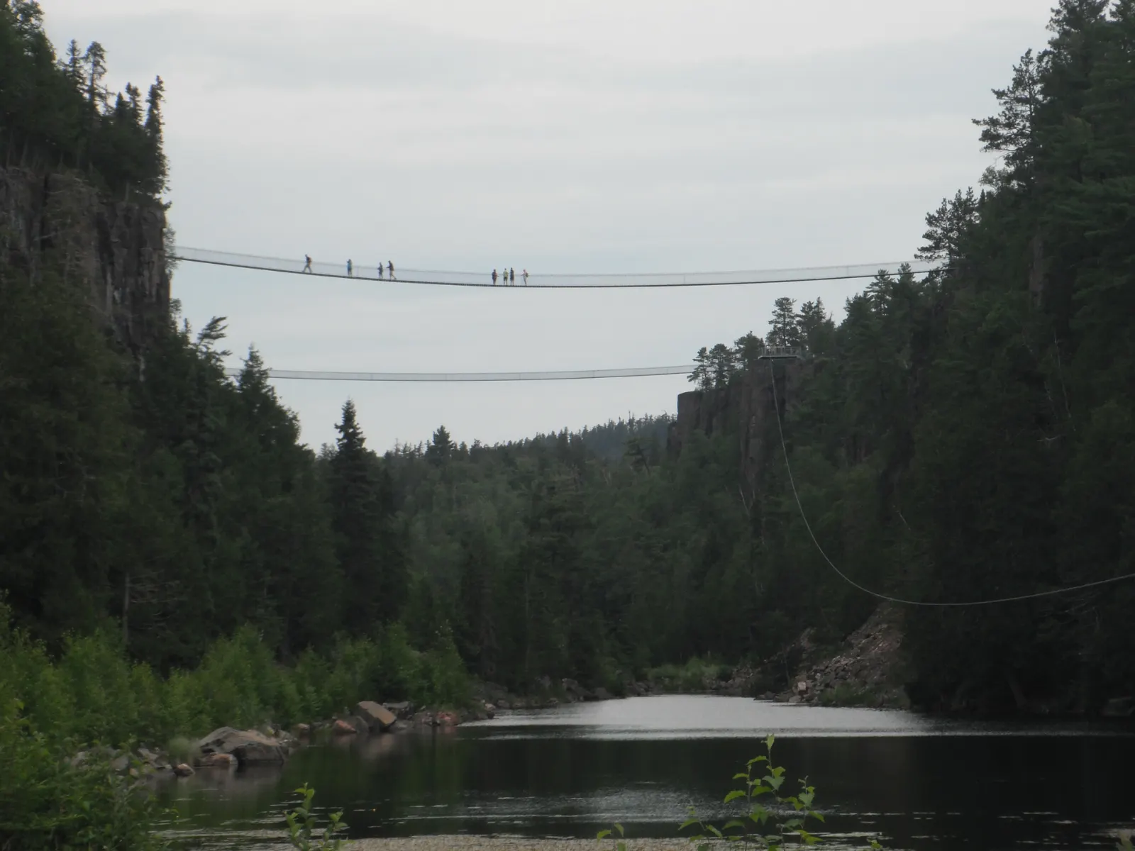 Suspension bridge crossing Eagle Canyon near Dorion, Thunder Bay, Ontario