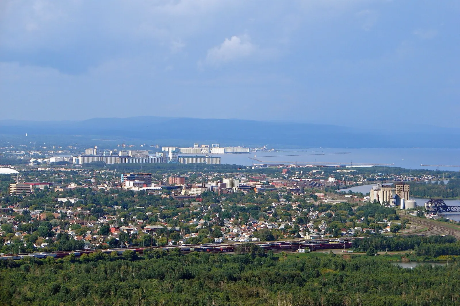 Thunder Bay harbour on Lake Superior with the city behind, Ontario