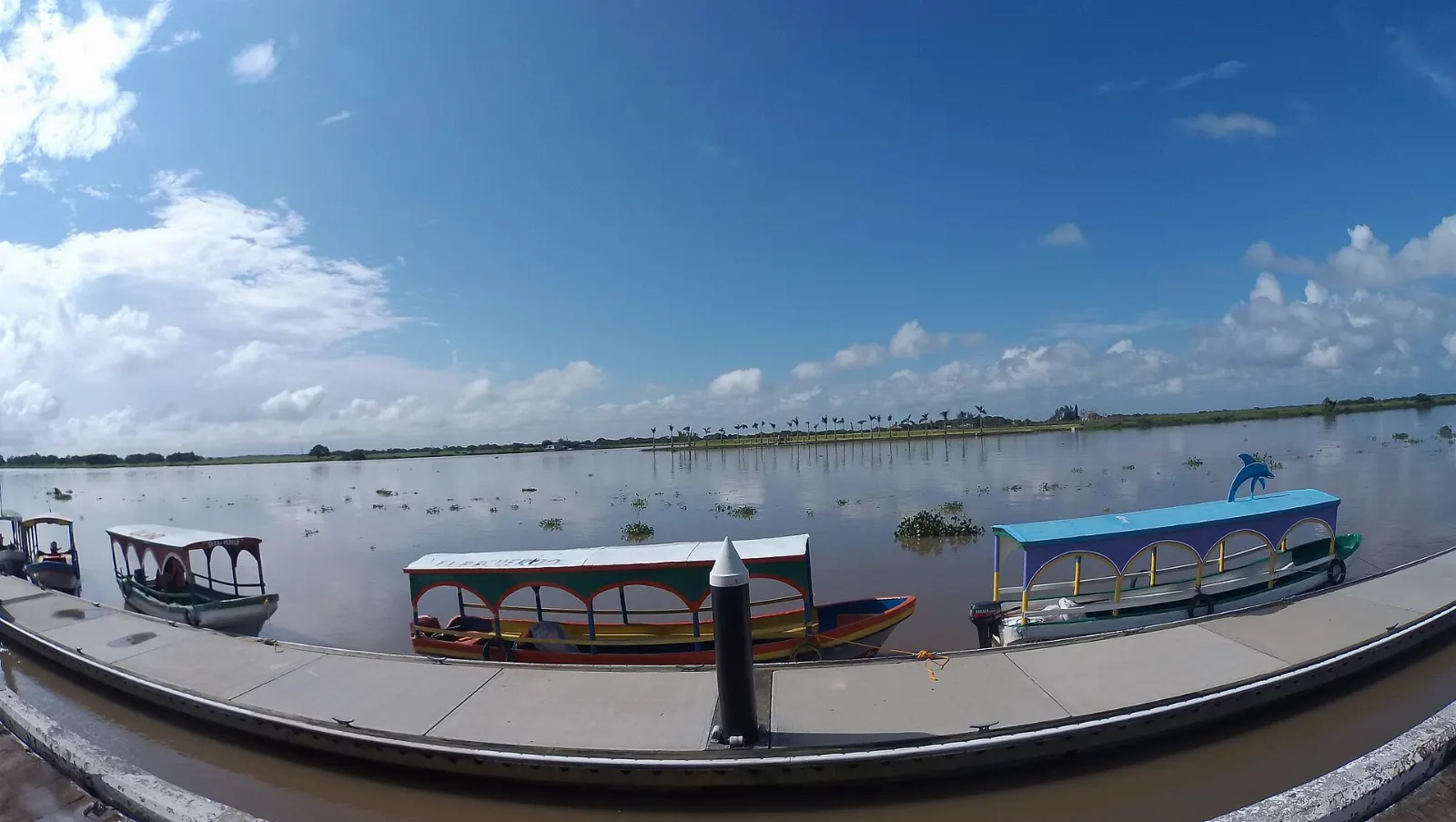 Boats and the riverfront along the Papaloapan River at Tlacotalpan, Veracruz